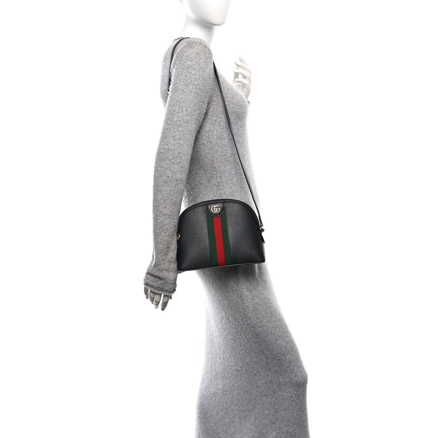 Calfskin GG Web Small Ophidia Dome Shoulder Bag Black