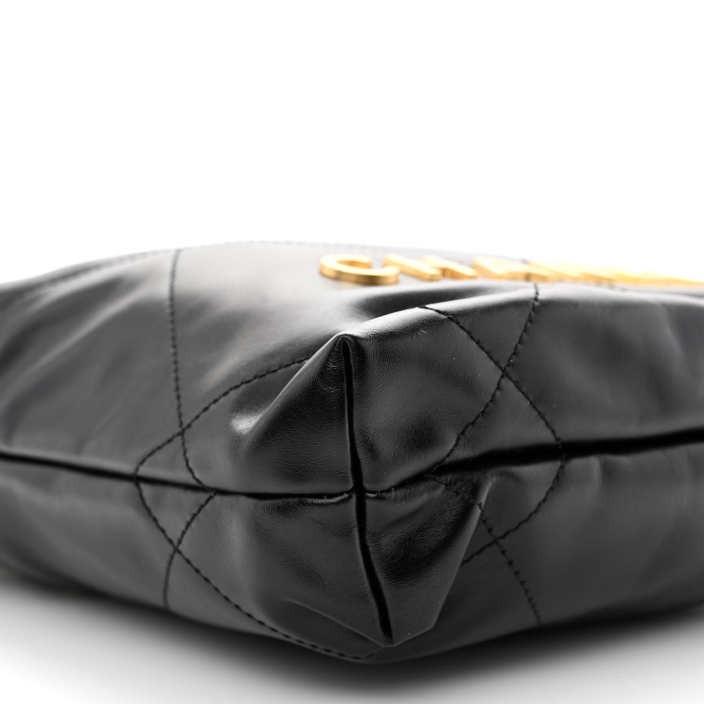 Shiny Calfskin Quilted Mini Chanel 22 Black