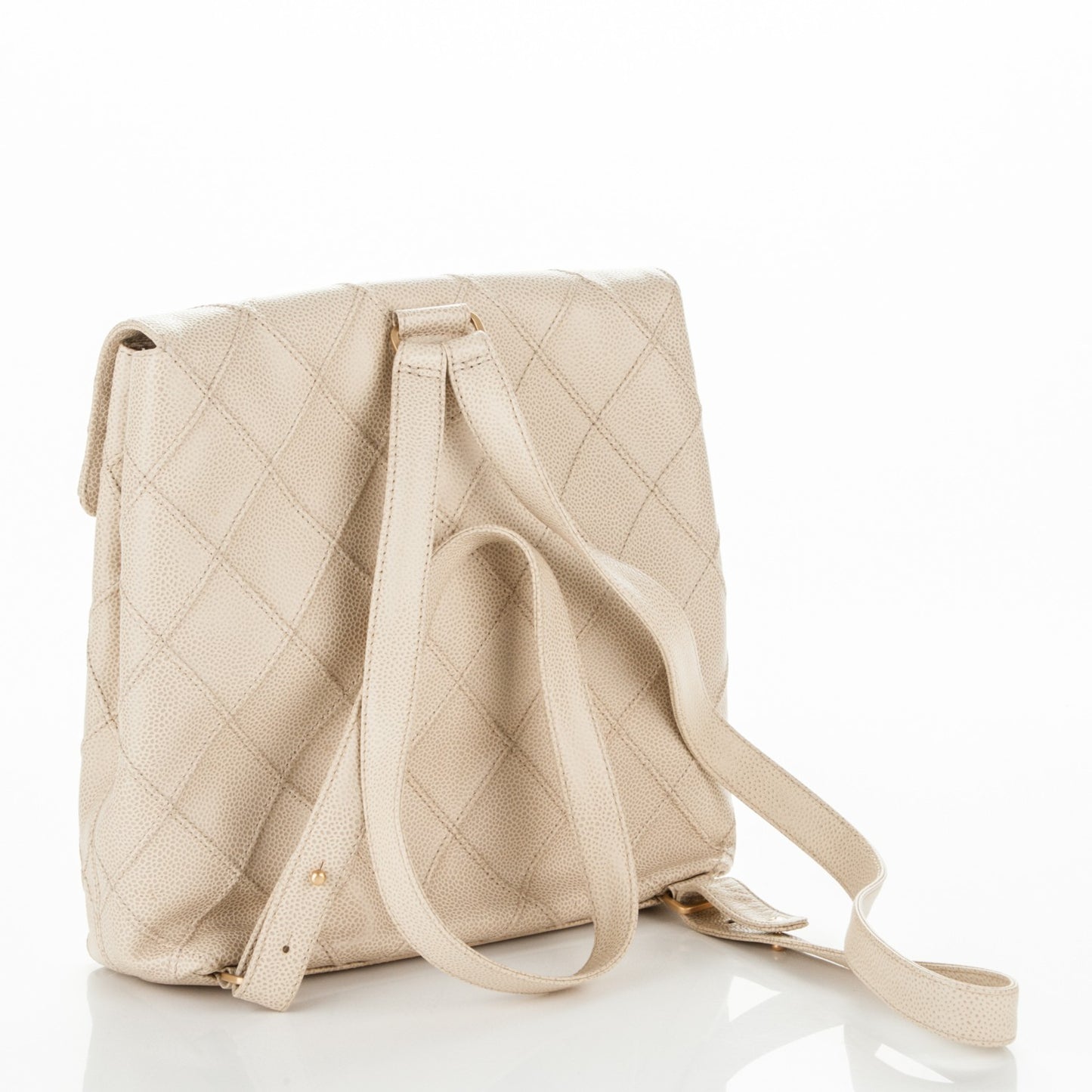 Caviar Diamond Stitched Backpack Beige Clair