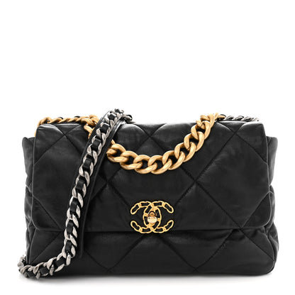 Chanel Goatskin Quilted Large Chanel 19 Flap Black 1 of 10
