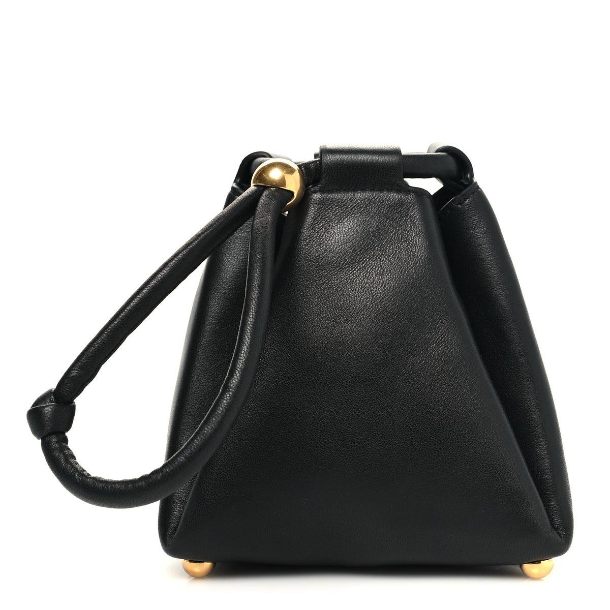 Bottega Veneta Calfskin Small Drawstring Pyramid Pouch Black 1 of 11
