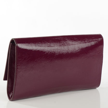 Saint Laurent Textured Patent Monogram Large Belle De Jour Clutch Burgundy 4 of 10