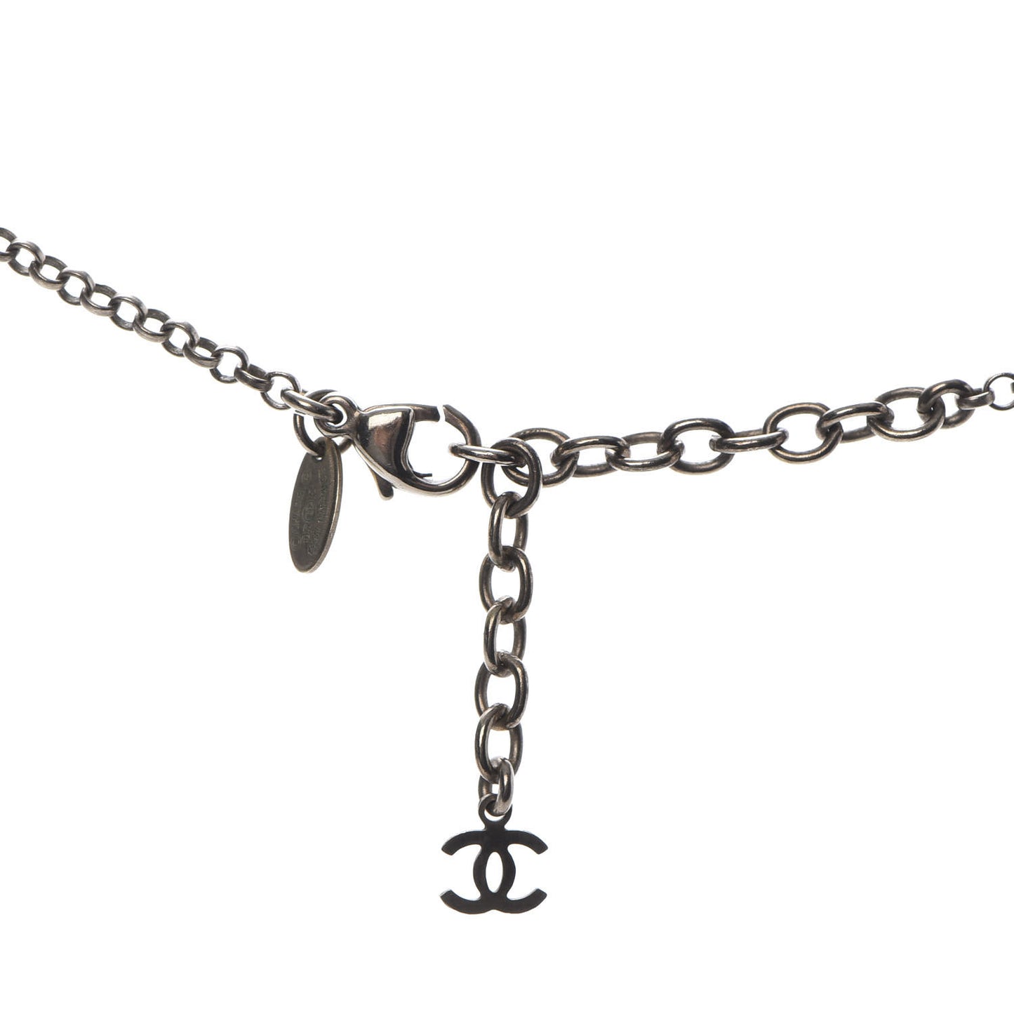 Resin Baguette Crystal CC Necklace Black