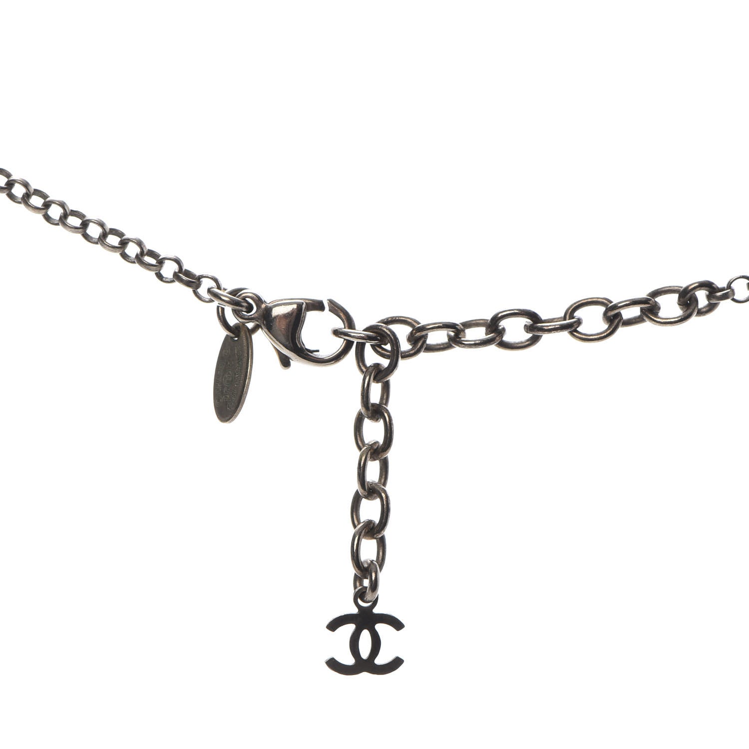 Chanel Resin Baguette Crystal CC Necklace Black 5 of 6