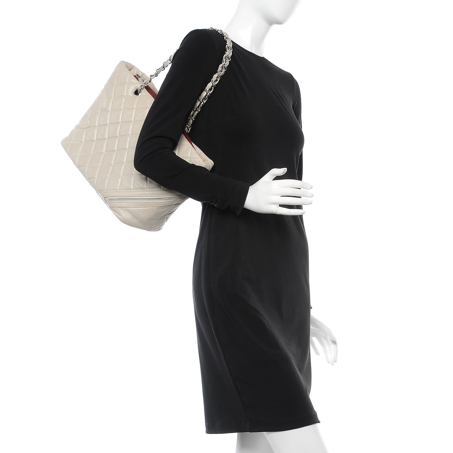 Chanel Aged Calfskin Quilted Large Cotton Club Tote Pearl 2 of 7