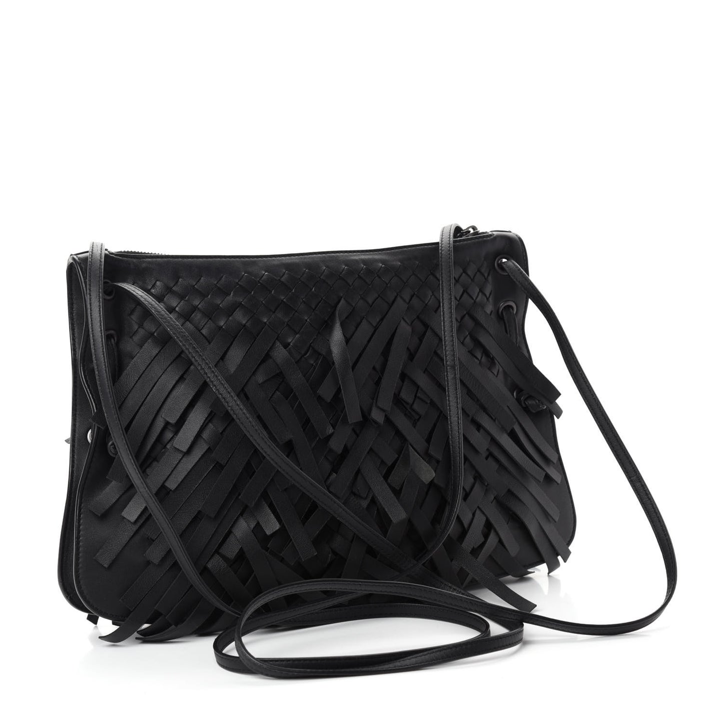 Nappa Intrecciato Palio Fringe Messenger Black