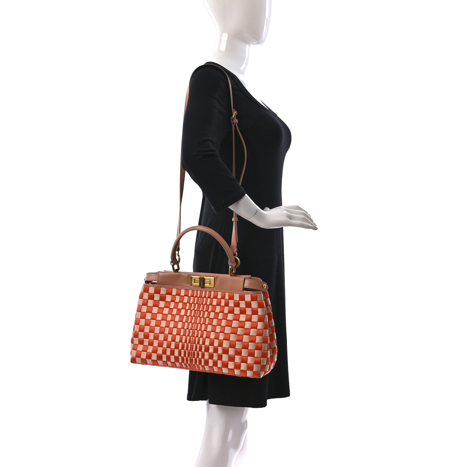 Fendi Satin Woven Medium Peekaboo Iconic Satchel Multicolor 2 of 9