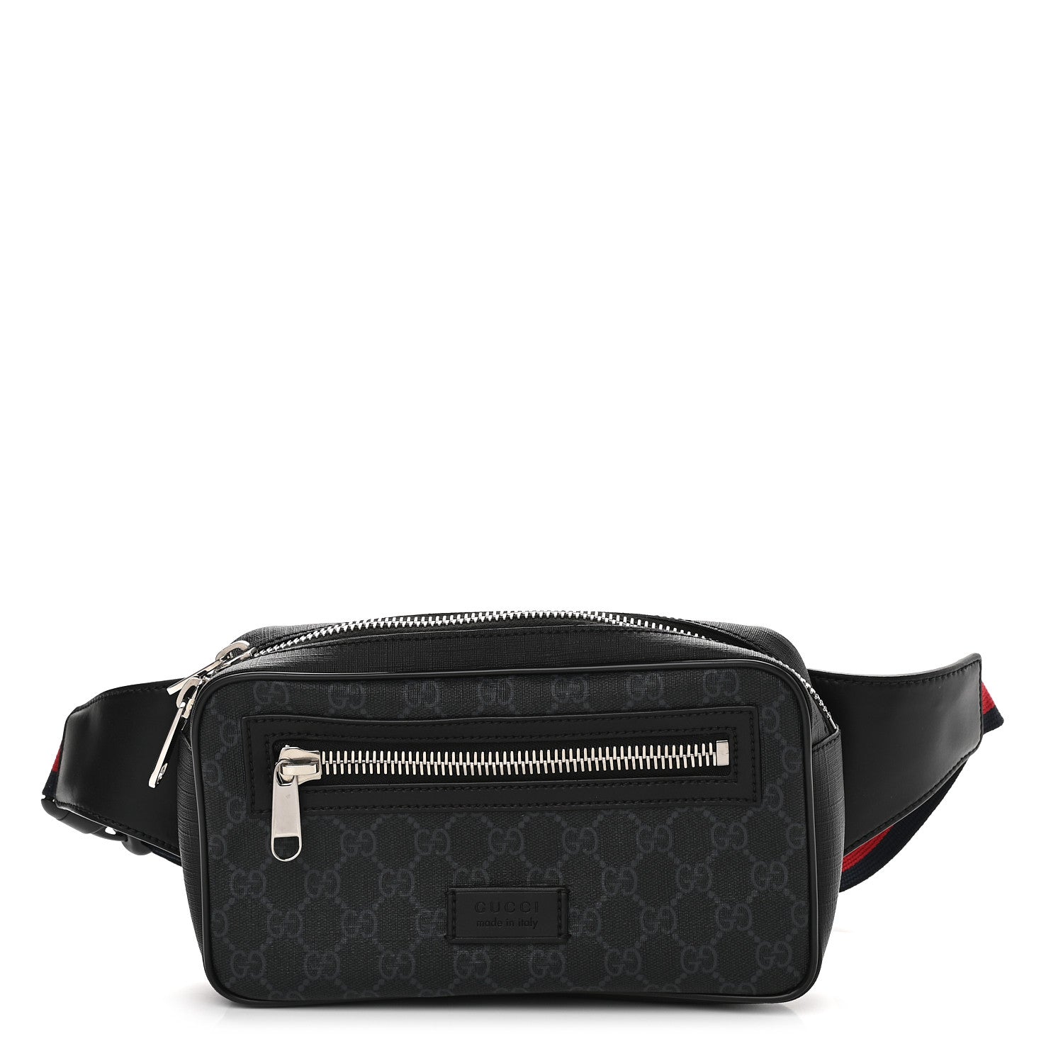 Gucci Soft GG Supreme Monogram Web Belt Bag Black Grey 1 of 9
