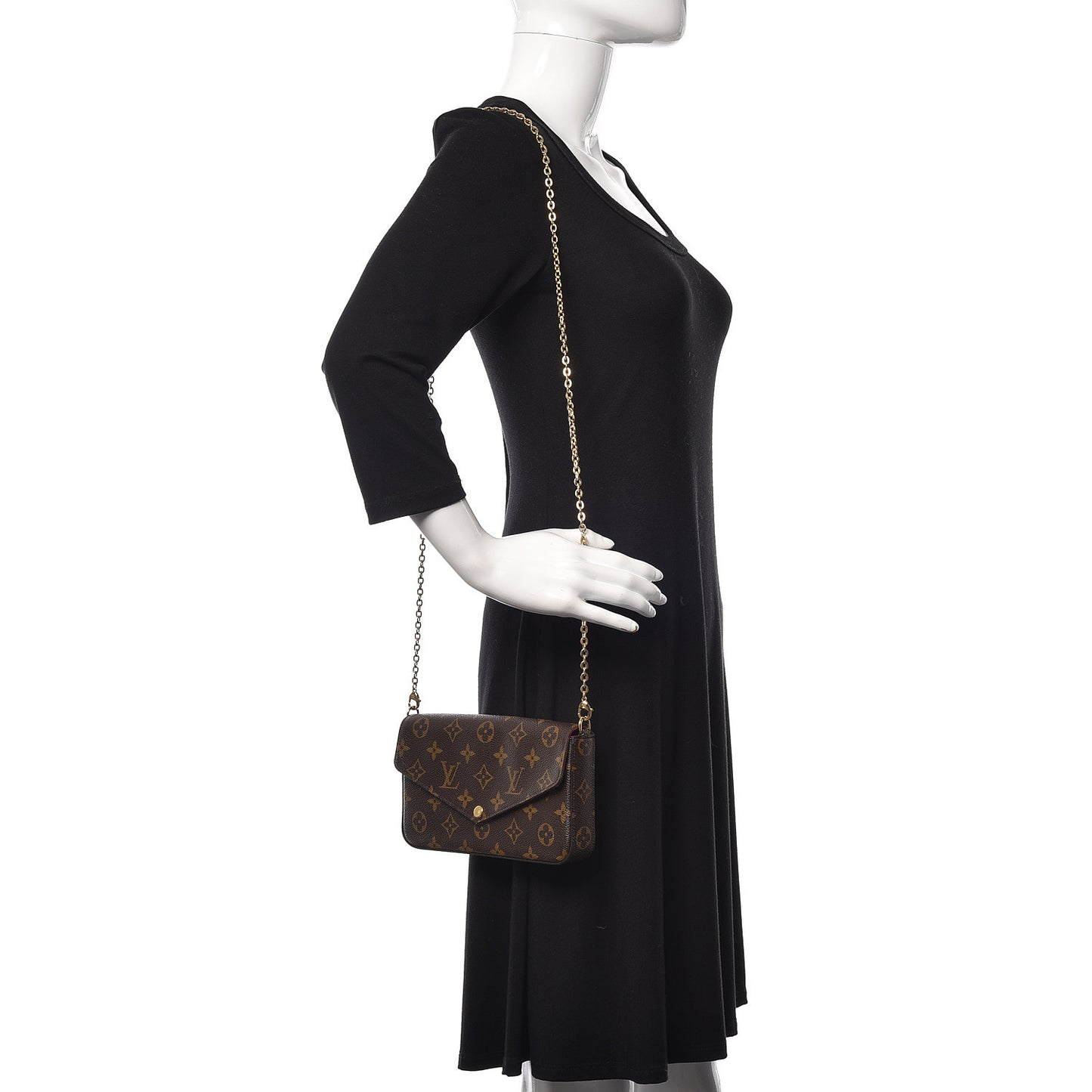 Monogram Pochette Felicie Chain Wallet Fuchsia