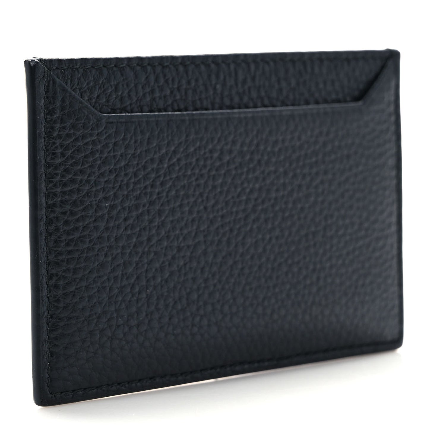 Vitello Grain Metal Card Holder Black