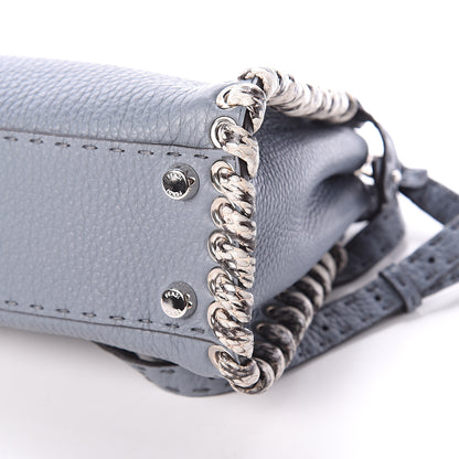 Fendi Calfskin Romano Elaphe Lace Up Selleria Mini Peekaboo Iconic Satchel Light Blue 9 of 9