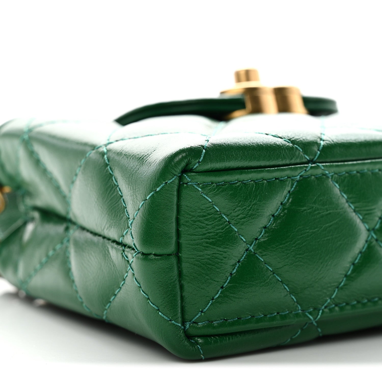 Chanel Shiny Aged Calfskin Quilted Mini Nano Kelly Shopper Green 8 of 10
