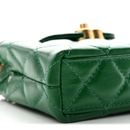 Chanel Shiny Aged Calfskin Quilted Mini Nano Kelly Shopper Green 8 of 10