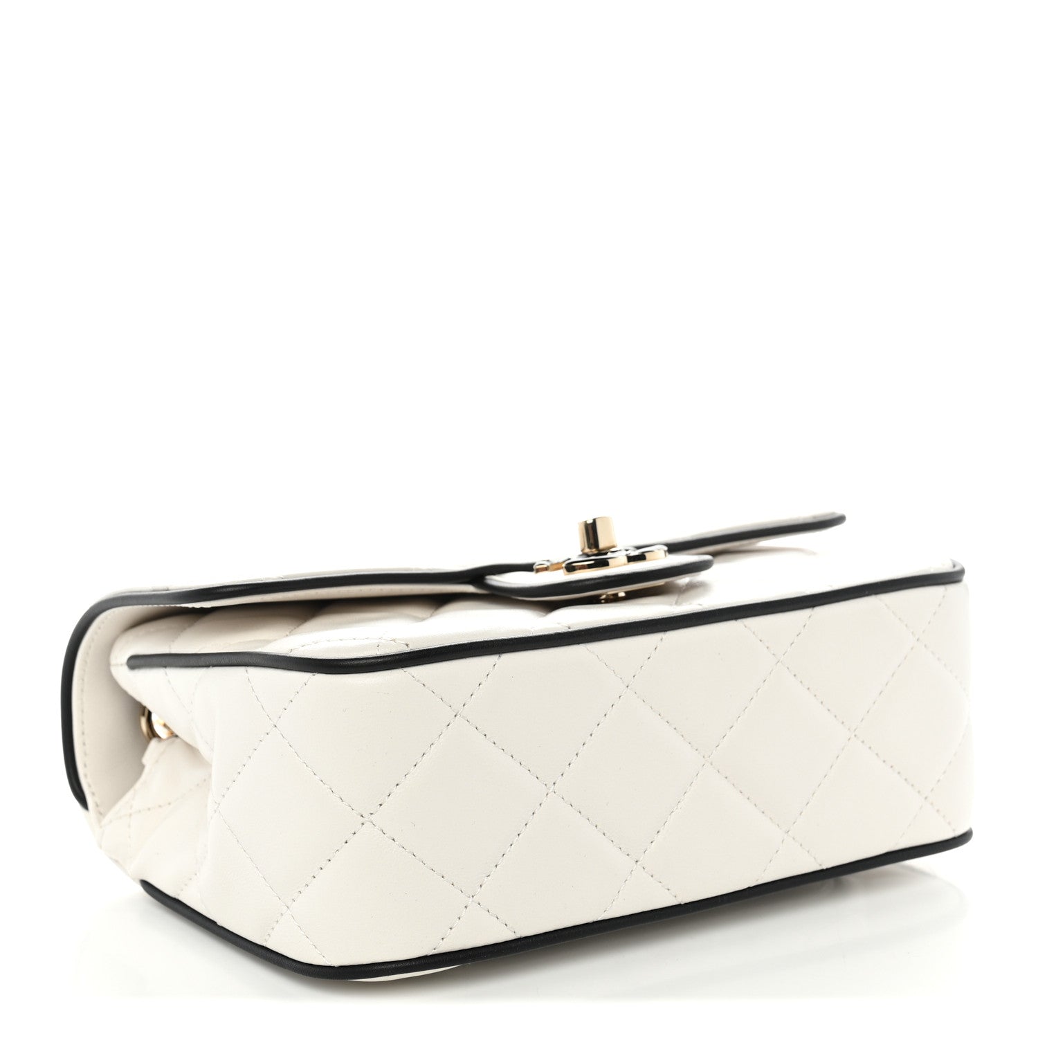 Chanel Lambskin Quilted Resin CC Mini Flap Bag White Black 4 of 10