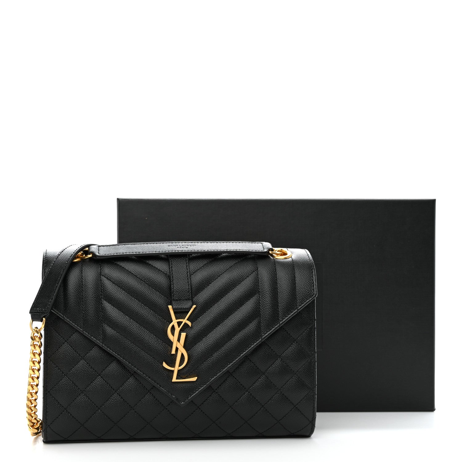 Saint Laurent Grain De Poudre Textured Mixed Matelasse Triquilt Medium Monogram Satchel Black 11 of 11