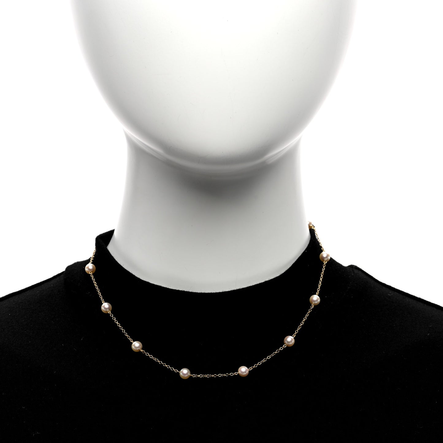 18K Yellow Gold Akoya Pearl 5.5mm Station Necklace