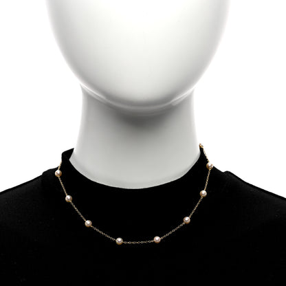 Mikimoto 18K Yellow Gold Akoya Pearl 5.5mm Station Necklace 3 of 4