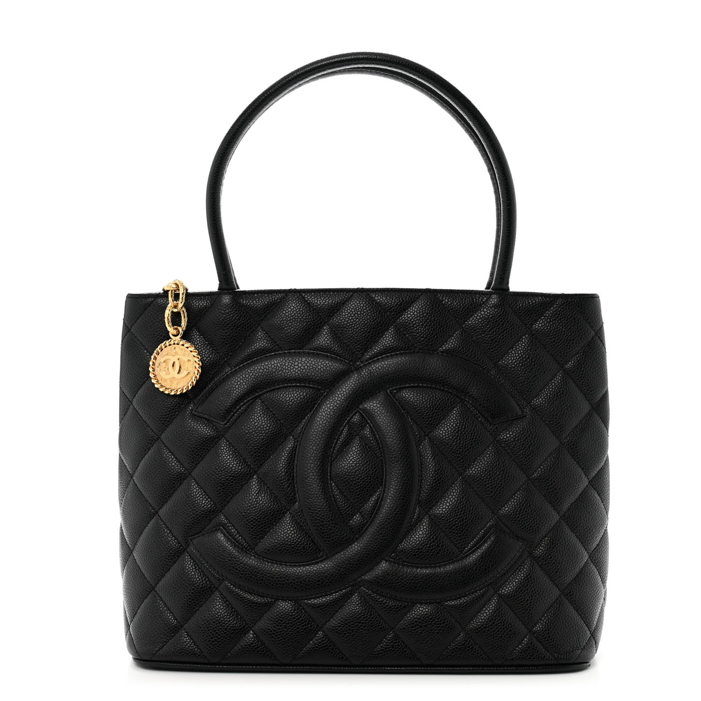 Caviar Quilted Medallion Tote Black
