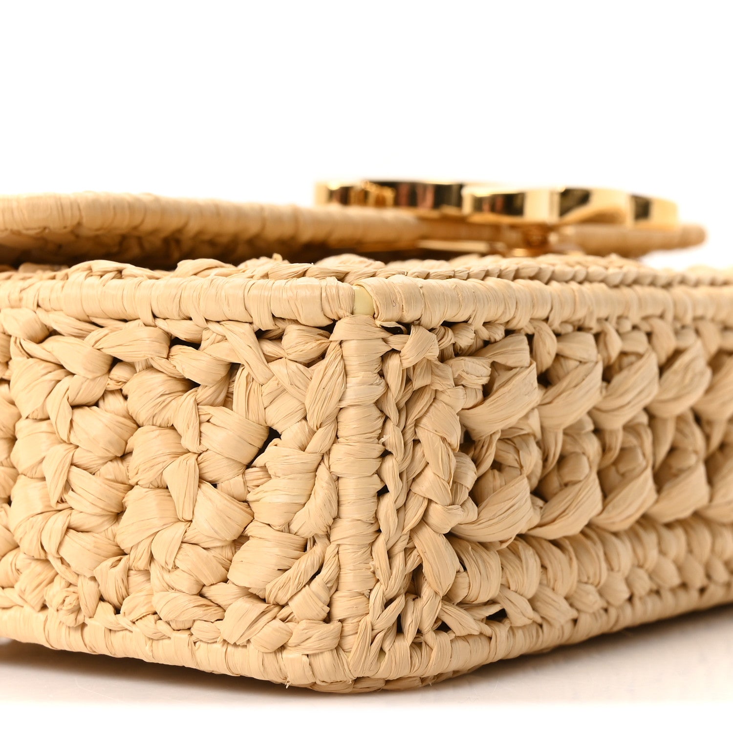 Celine Raffia Effect Claude Chain Shoulder Bag Natural 8 of 10