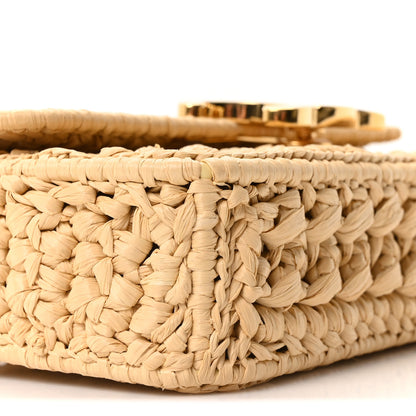 Celine Raffia Effect Claude Chain Shoulder Bag Natural 8 of 10
