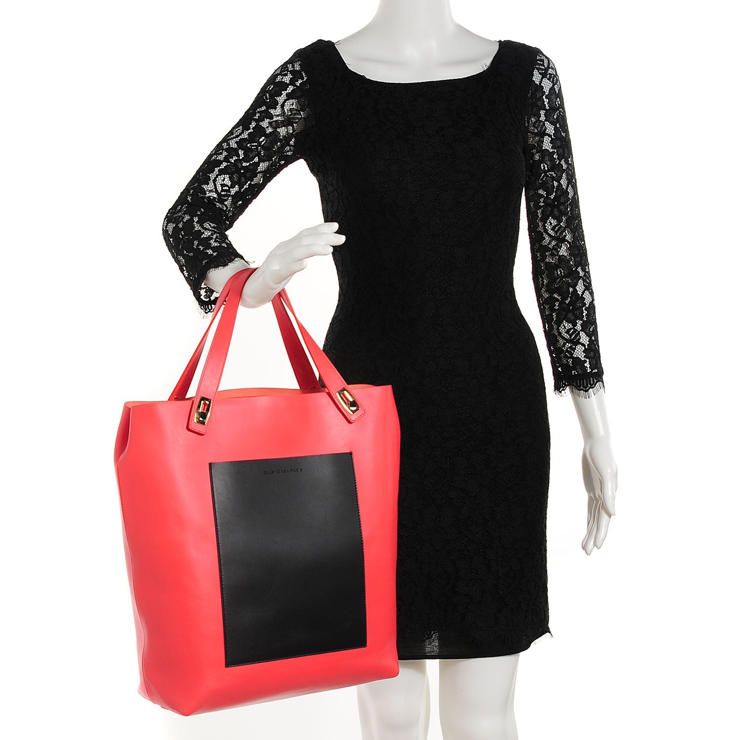 Balenciaga Calfskin Pocket Tote M Coral Black 2 of 7