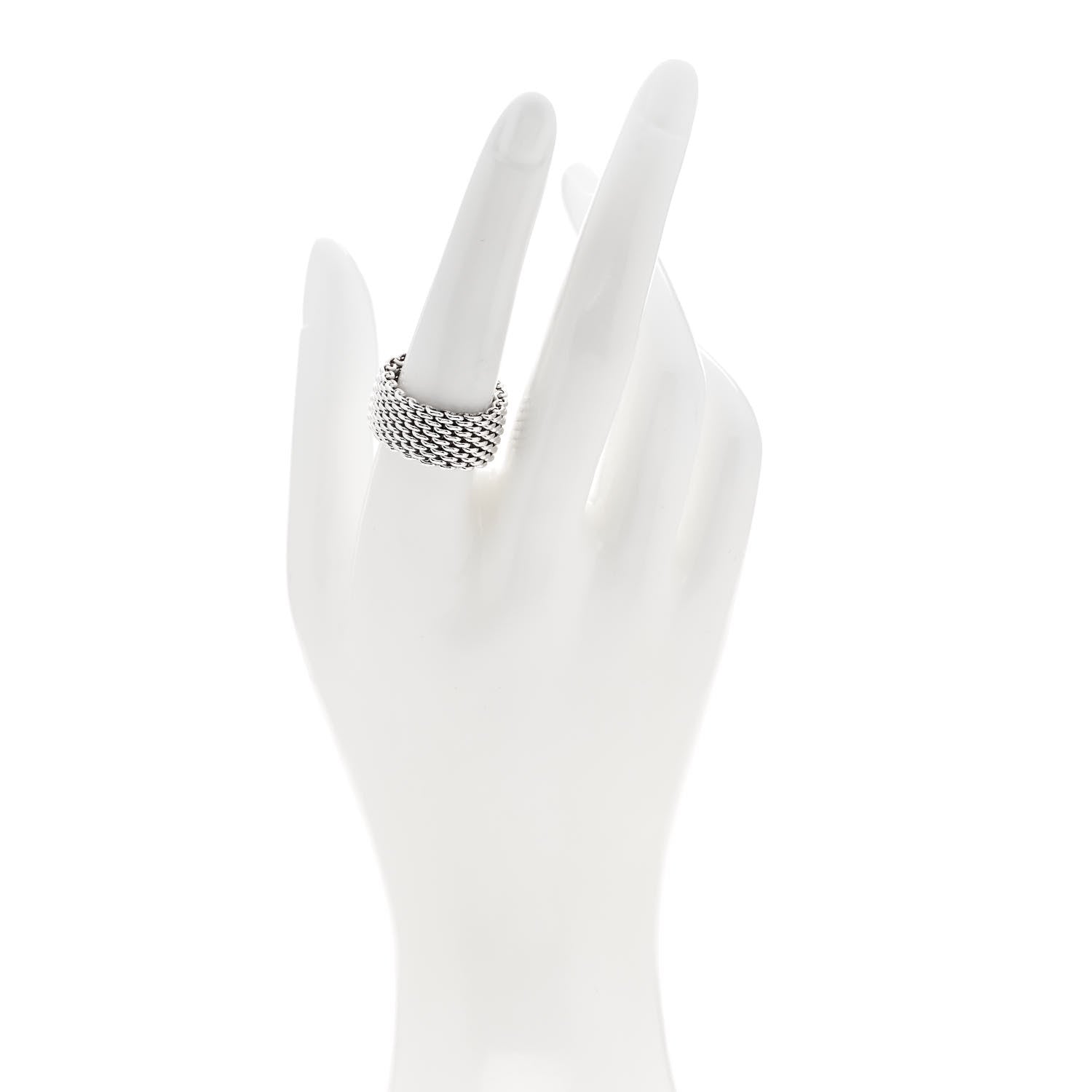 Tiffany Sterling Silver Somerset Mesh Ring 56 7.5 2 of 4
