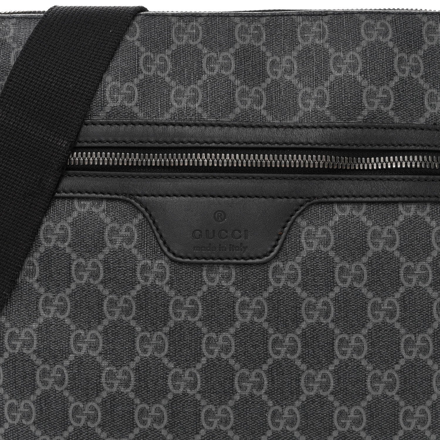 Gucci GG Supreme Monogram Crossbody Messenger Bag Black Grey 8 of 15