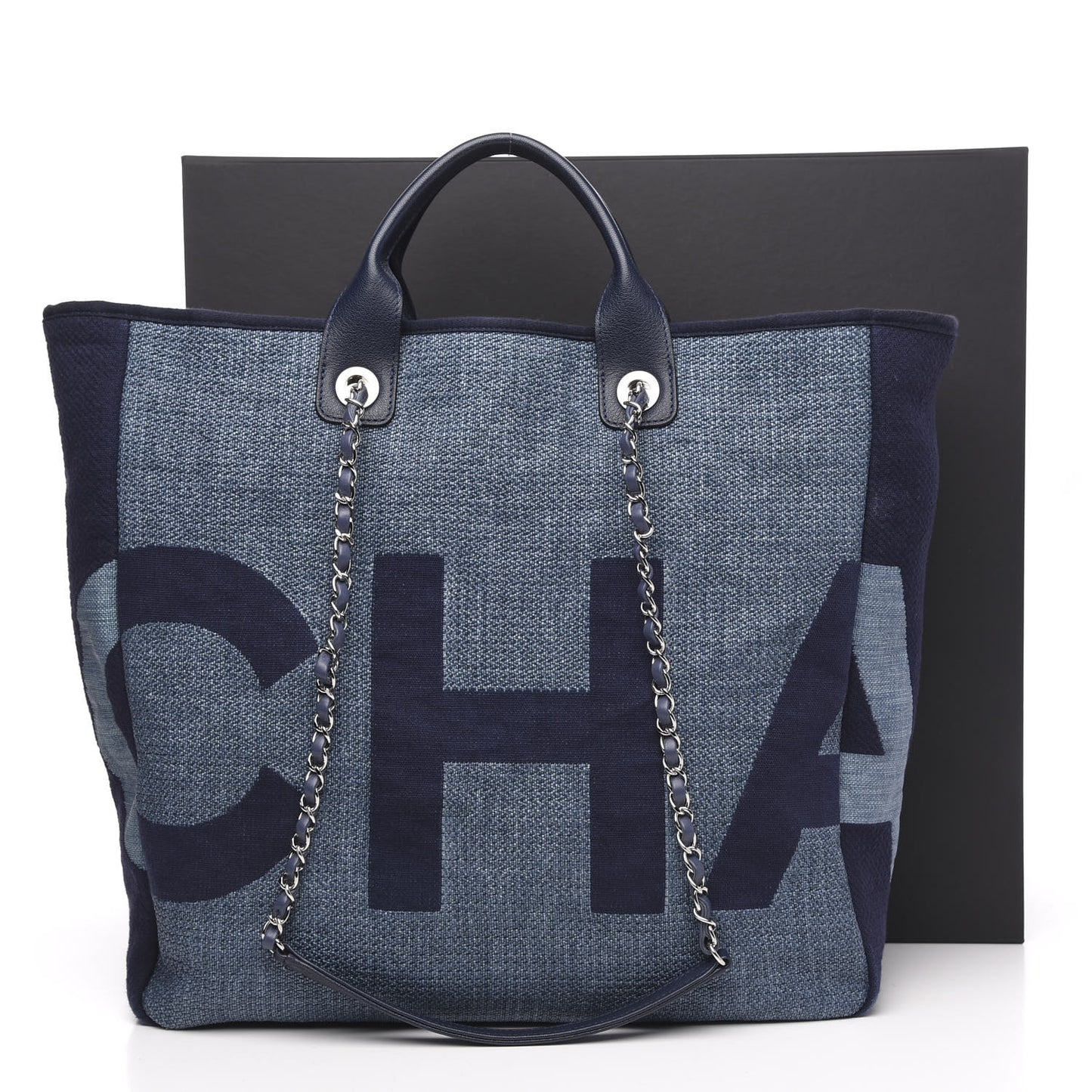 Canvas Large Shopping Tote Dark Blue