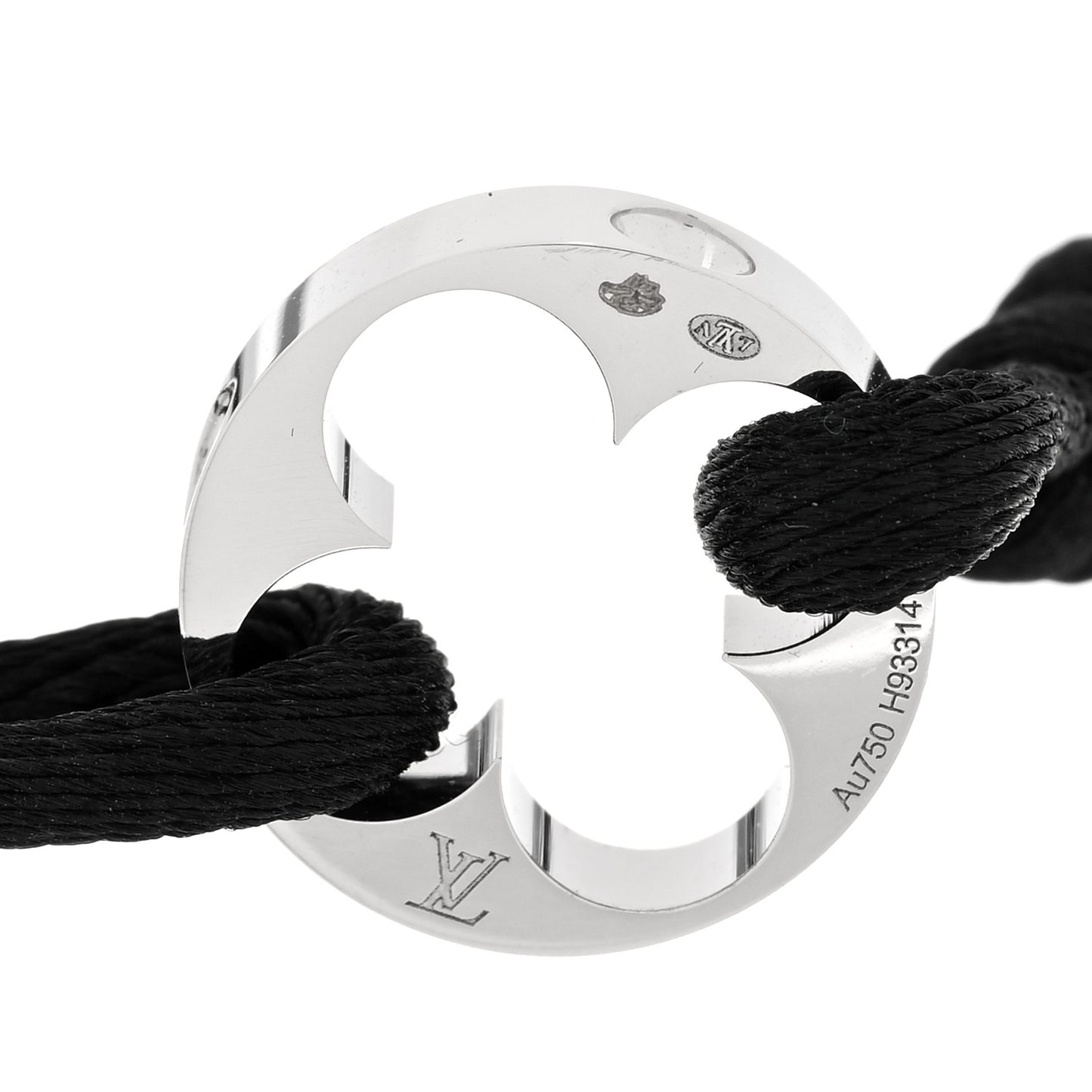 18K White Gold Cord Empreinte Adjustable Bracelet Black