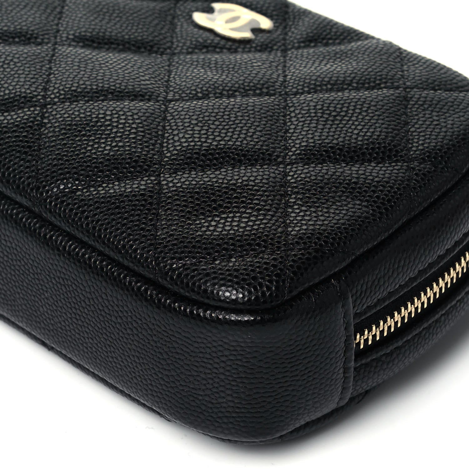 Chanel Caviar Quilted Small Curvy Pouch Cosmetic Case Black 9 of 9