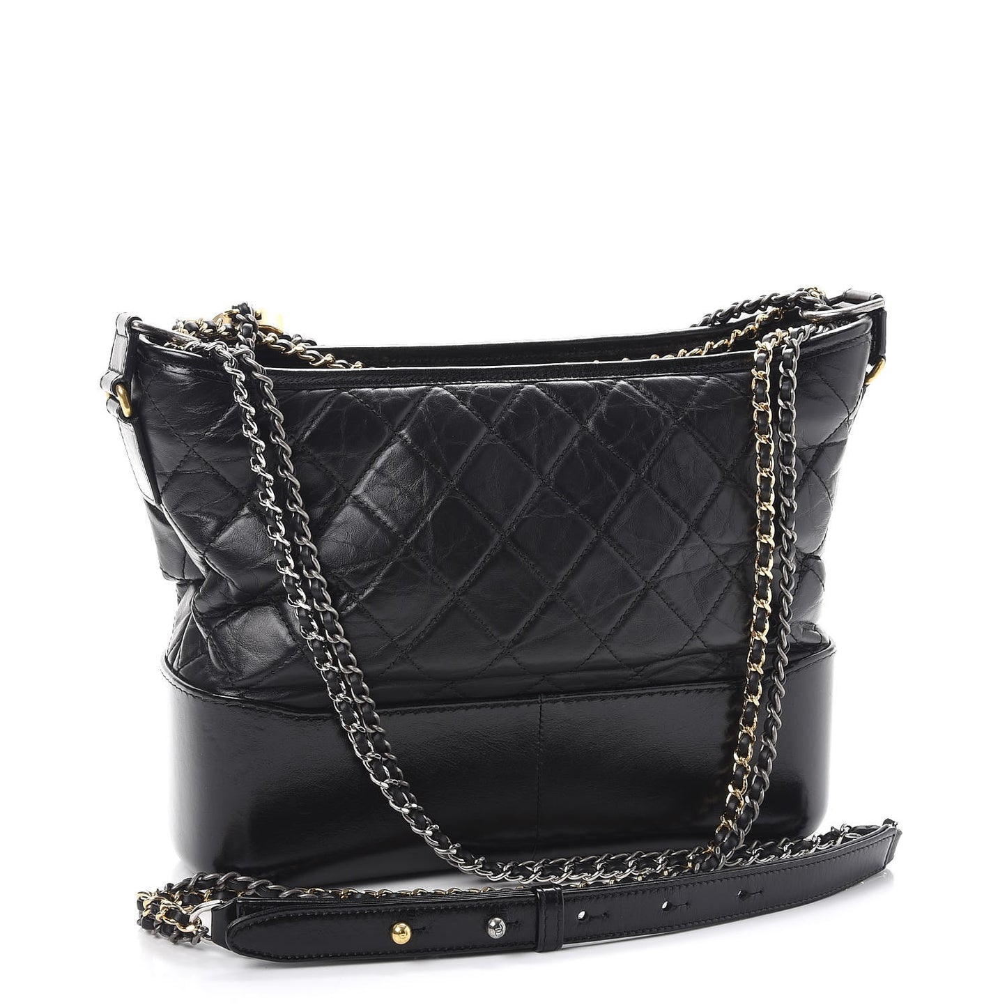 Aged Calfskin Quilted Medium Gabrielle Hobo Black