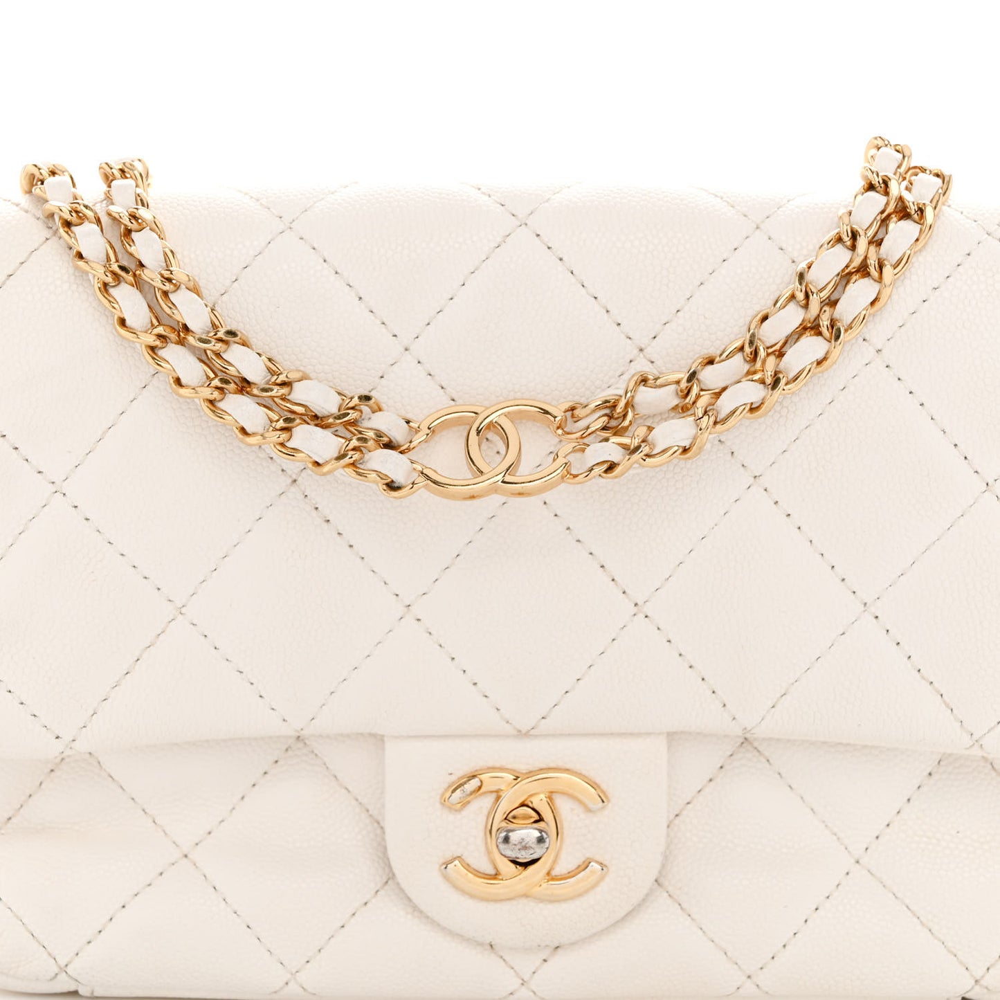 Caviar Quilted Mini CC You Flap White