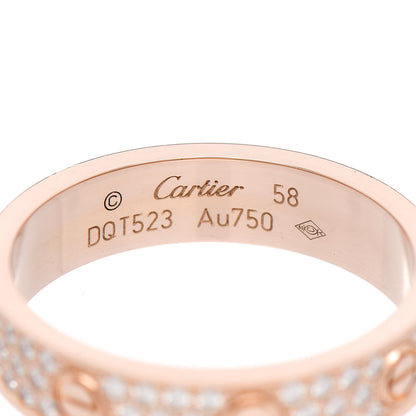Cartier 18K Pink Gold Diamond 4mm LOVE Paved Ring 58 8.5 3 of 4