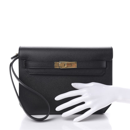 Hermes Epsom Kelly Depeches 25 Pouch Black 2 of 8