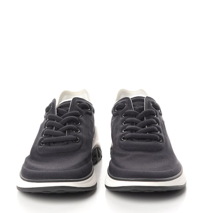 Chanel Calfskin Mesh Lycra Sneakers 35.5 Black 3 of 10
