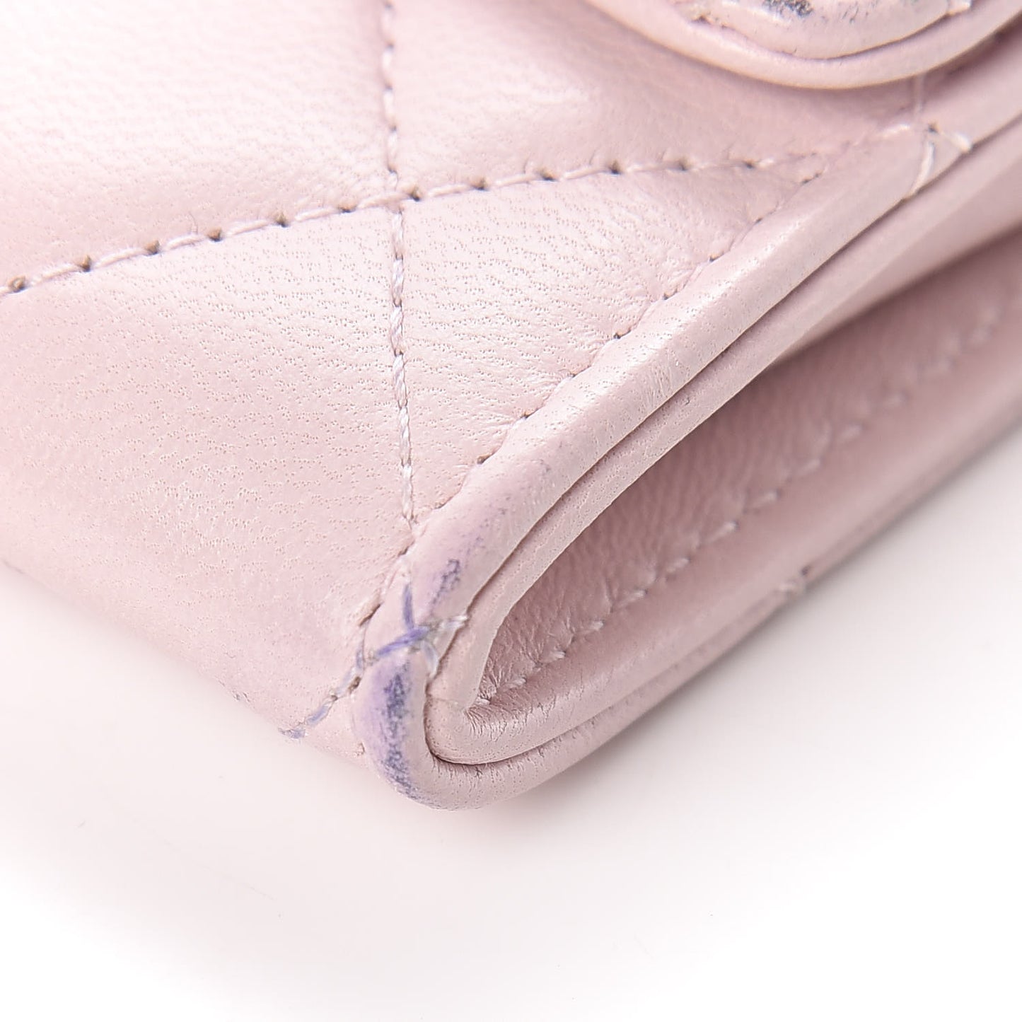 Lambskin Quilted Card Holder Light Pink