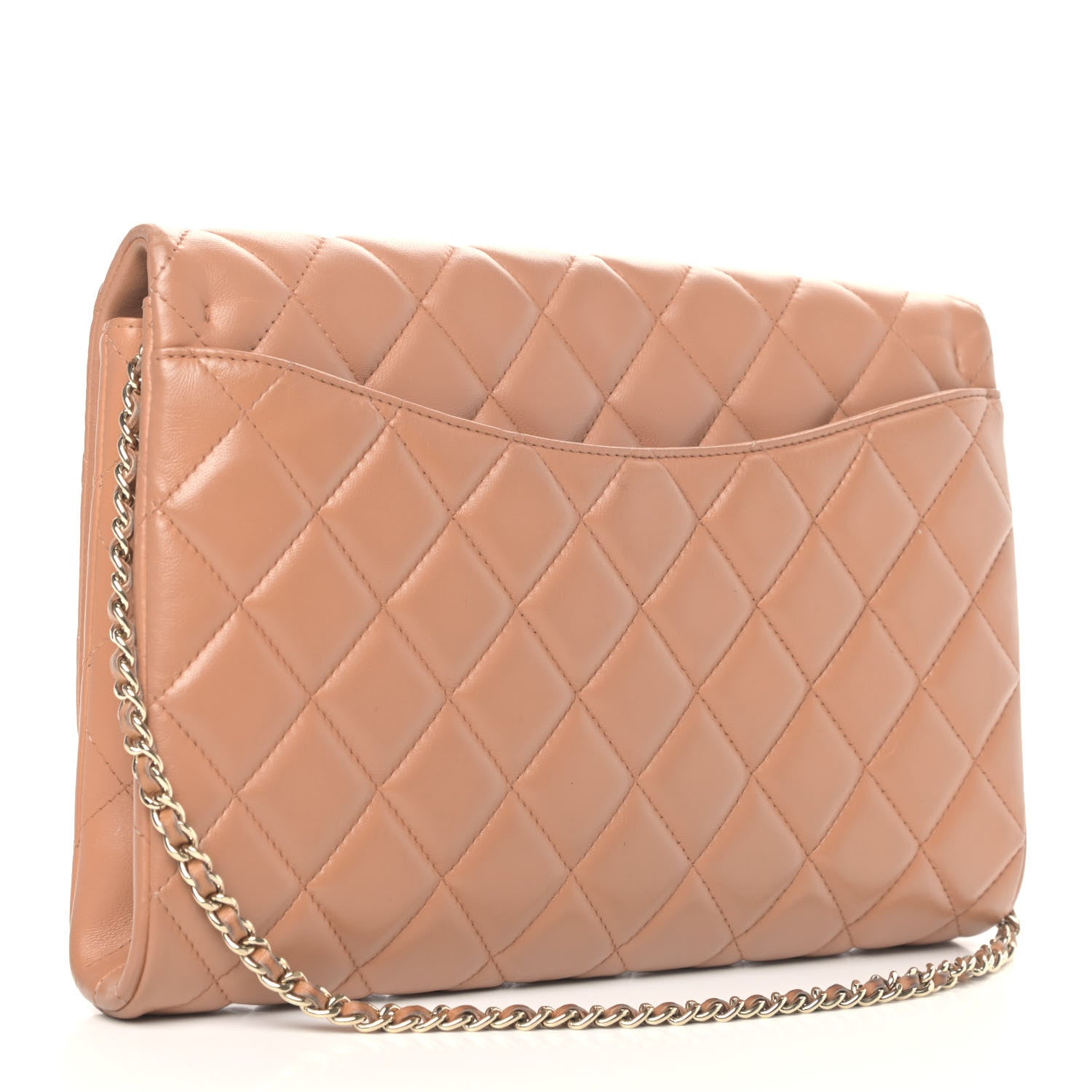 Chanel Lambskin Quilted Clutch With Chain Flap Brown 4 of 9