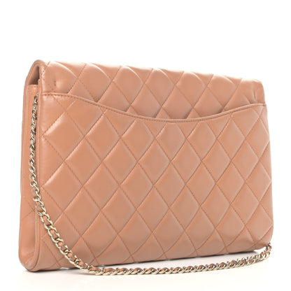 Chanel Lambskin Quilted Clutch With Chain Flap Brown 4 of 9