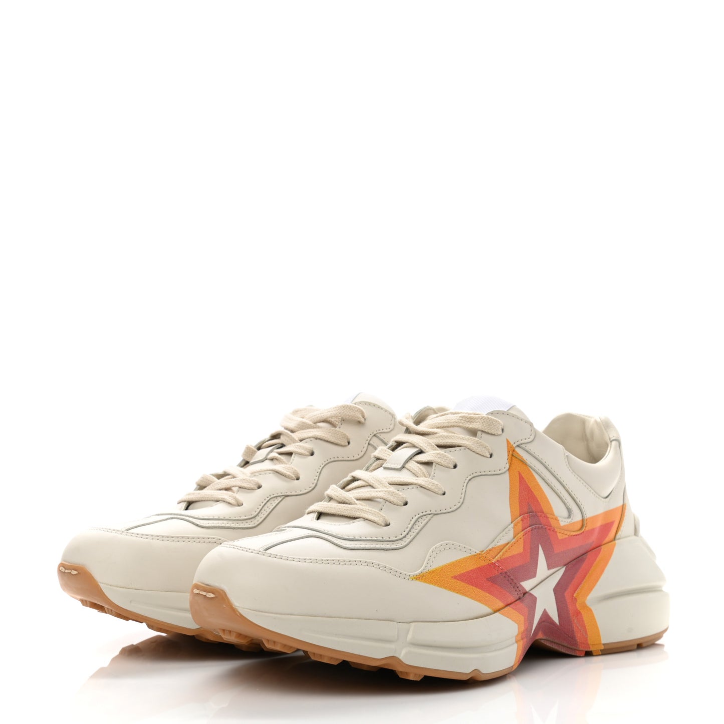 Calfskin Interlocking G Star Mens Rhyton Sneakers 8.5 Mystic White