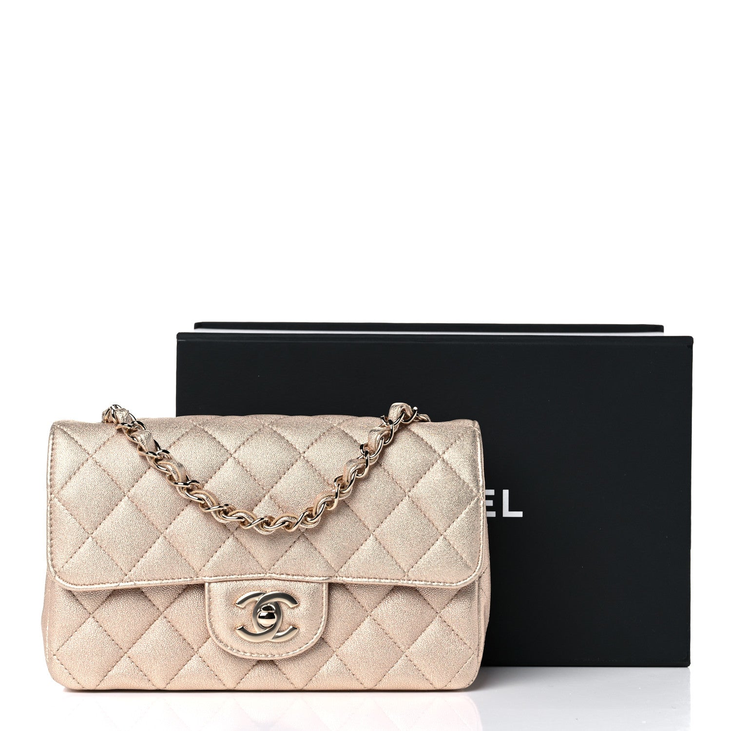 Chanel Metallic Lambskin Quilted Mini Rectangular Flap Gold 9 of 9