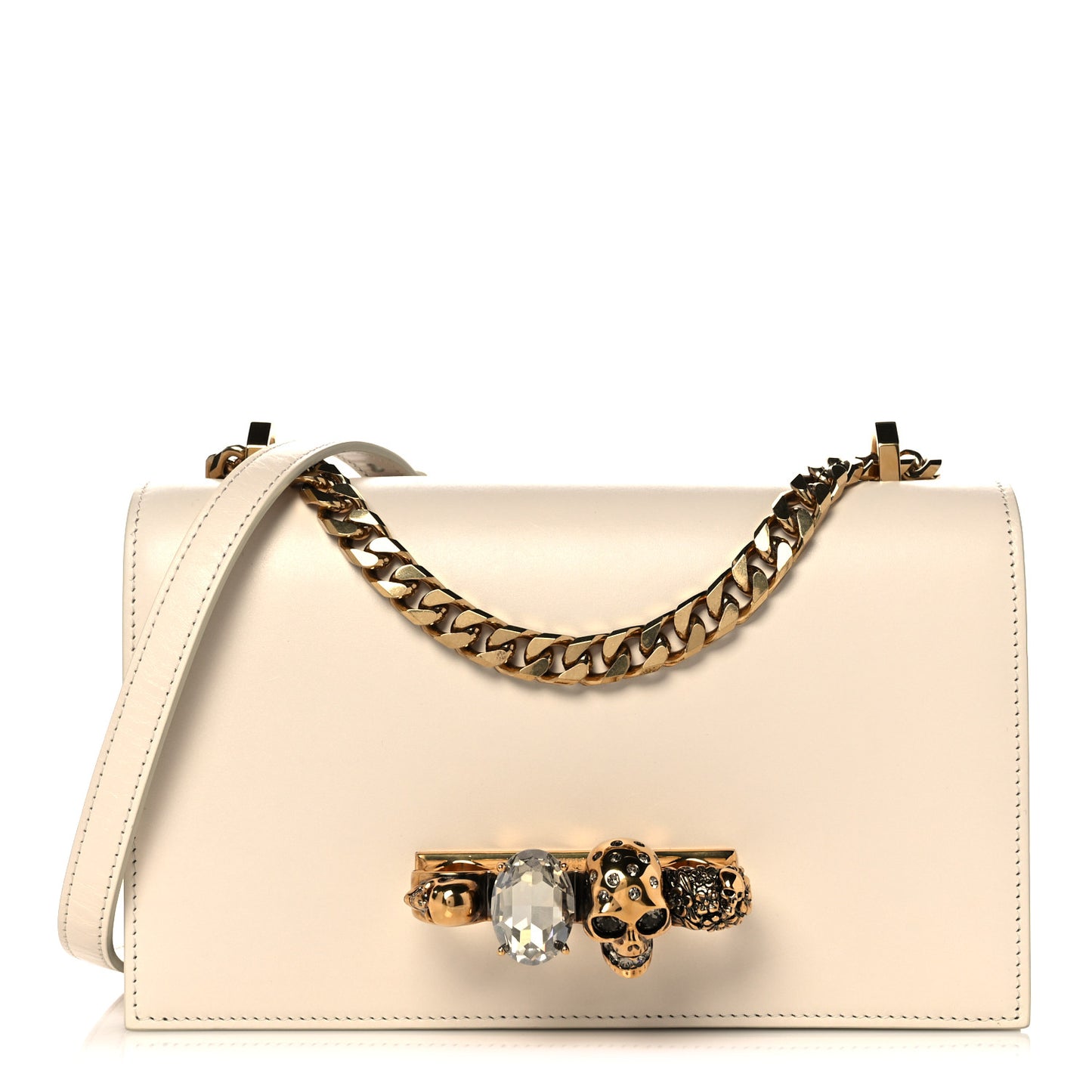Calfskin Knuckle Shoulder Bag Off White