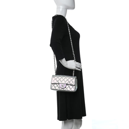 Chanel Iridescent Calfskin Quilted Mini Rectangular Flap Light Purple 4 of 10