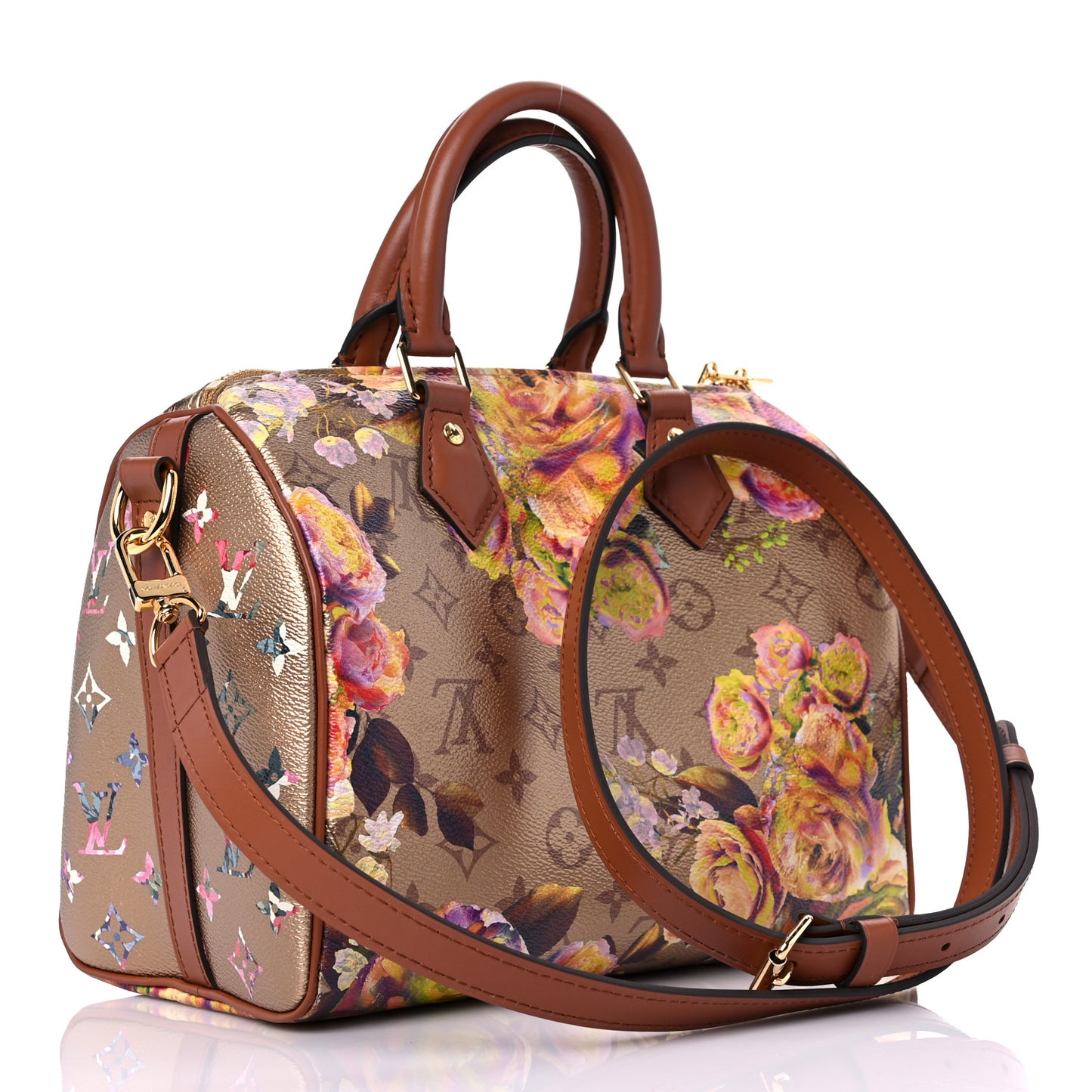 Metallic Monogram LV Garden Speedy Bandouliere 25 Gold