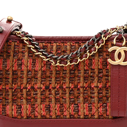 Chanel Tweed Calfskin Small Gabrielle Hobo Burgundy 8 of 12
