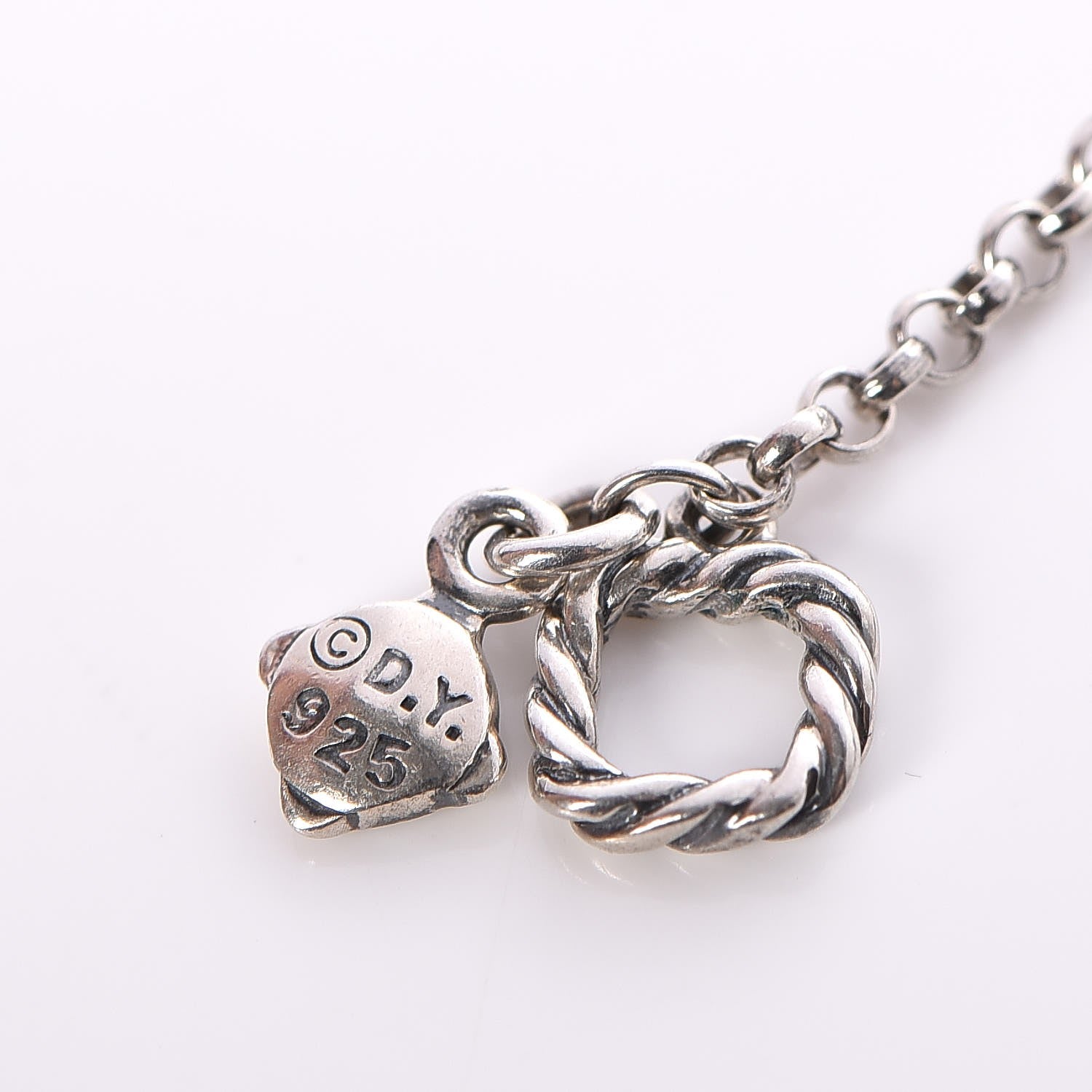 David Yurman Sterling Silver Black Onyx Station Chain Necklace 5 of 5