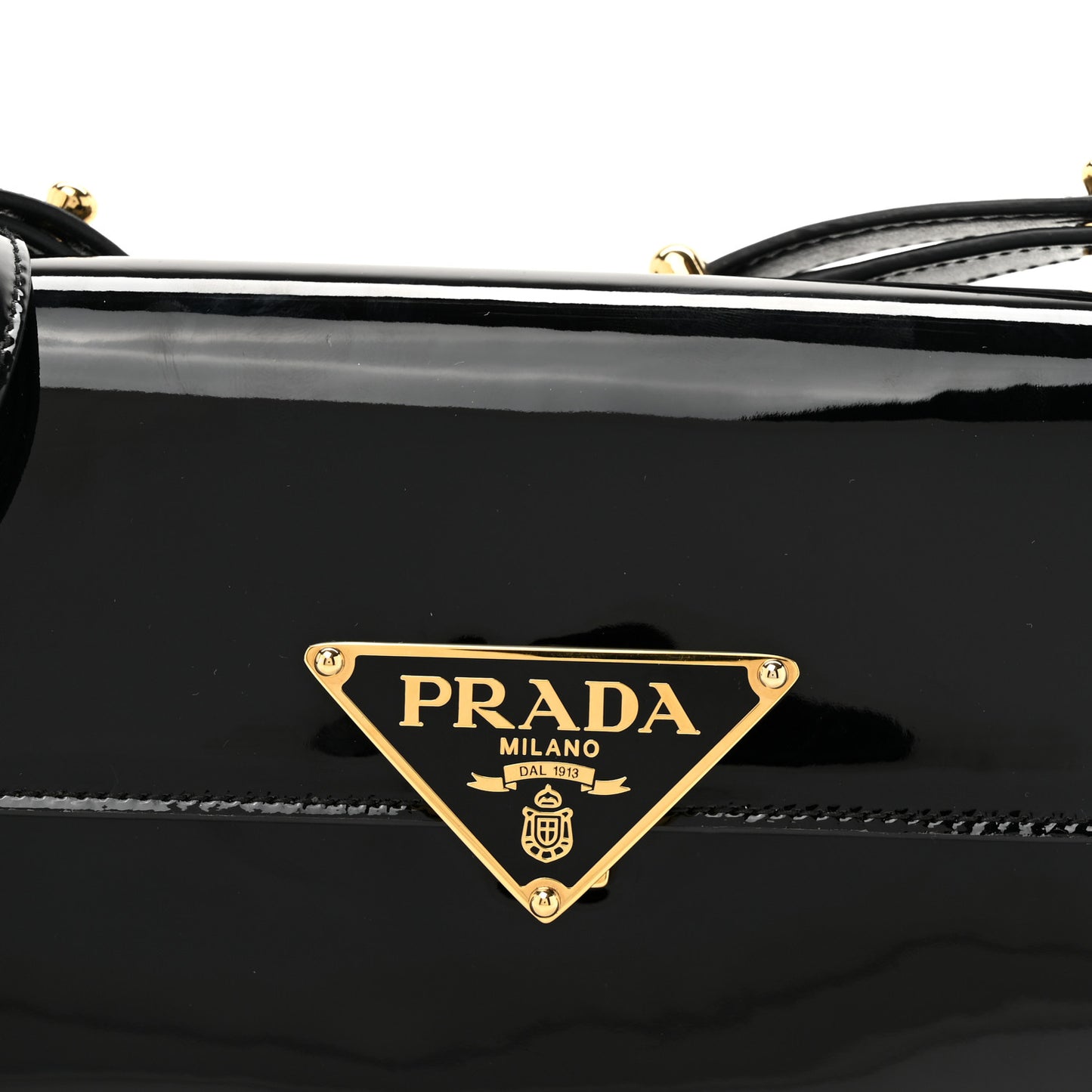 Vernice Metal Triangle Logo Flap Shoulder Bag Black