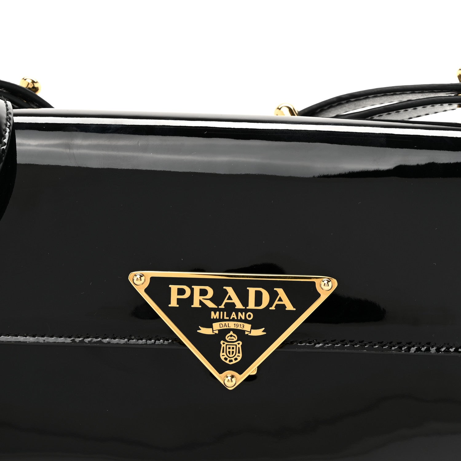 Prada Vernice Metal Triangle Logo Flap Shoulder Bag Black 7 of 9