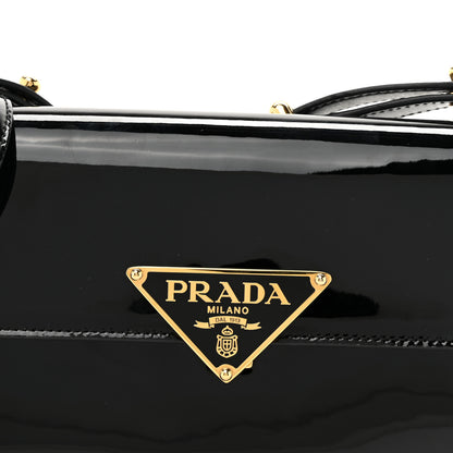 Prada Vernice Metal Triangle Logo Flap Shoulder Bag Black 7 of 9
