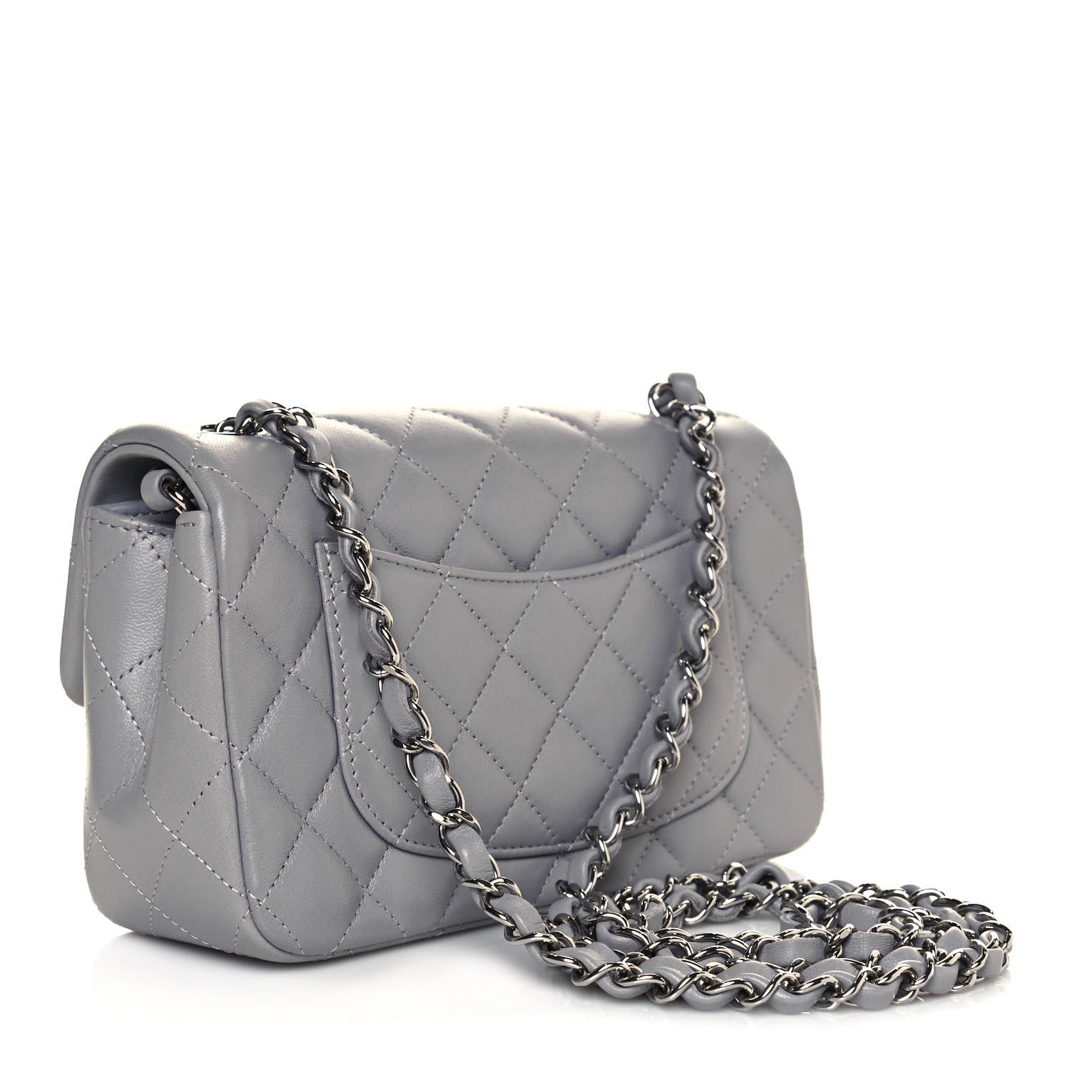 Chanel Lambskin Quilted Mini Rectangular Flap Grey 3 of 11