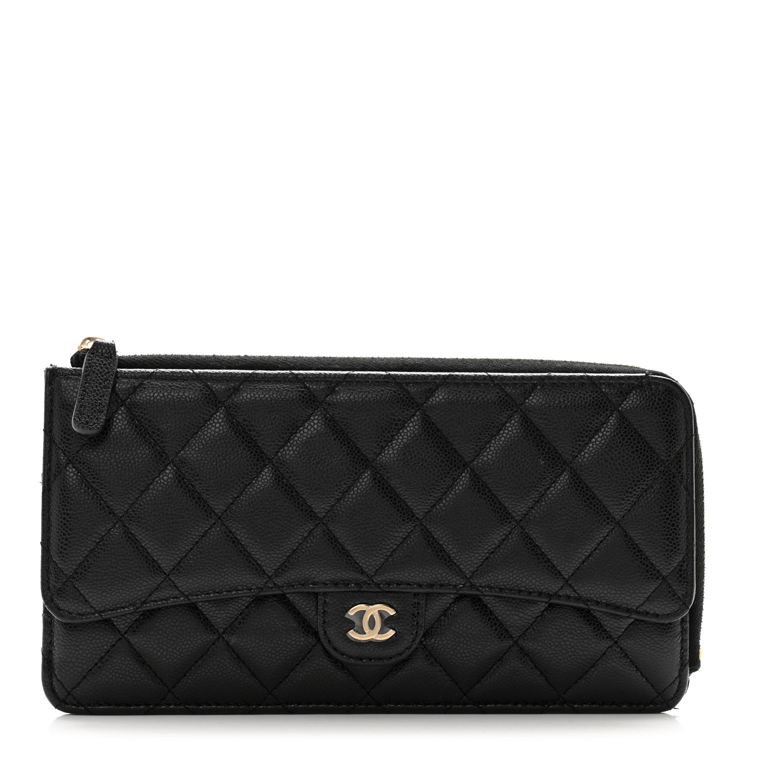 Chanel Caviar Quilted Flap Zip Pouch Black 1 of 8